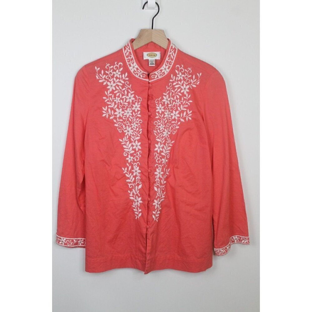 Beautiful! NWOT Talbots Tunic Embroidered Shirt Soft Linen Size Small
